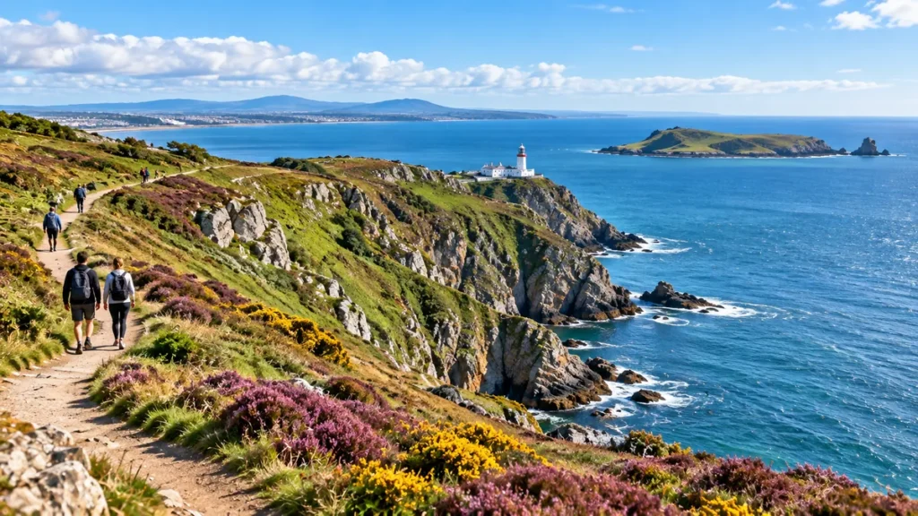 Destinations Scenic Howth cliffs and coastal walking trail overlooking the sea near Dublin, Ireland
